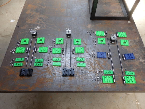 The disassembled axes required to convert the D3D printer to the circuit board mill
