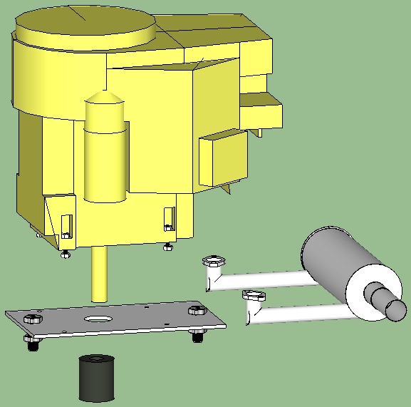 Engine module using verticle axis drive
