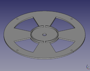 STL 1 SPOOL DISC - size:48kb - FreeCAD -File:FCSTD 1 SPOOL DISC.fcstd. STL (139kb)- File:STL 1 SPOOL DISC.stl