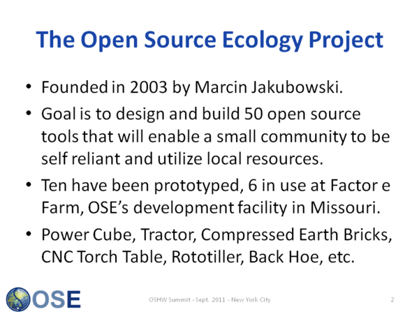 Open Source Ecology Overview